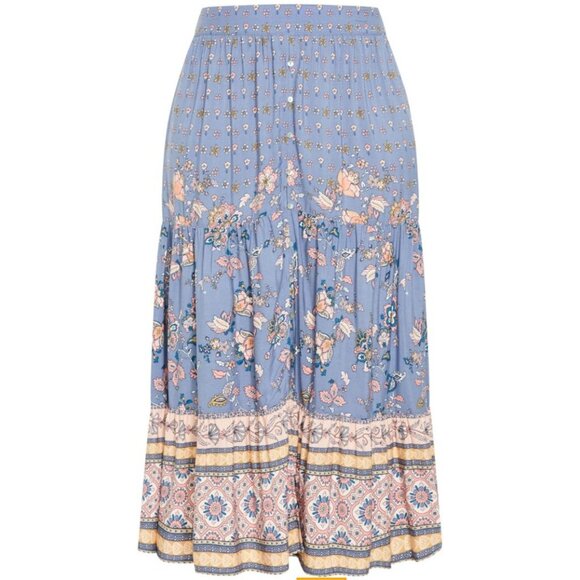 City Chic Willow Maxi Skirt Women's 18 Blue Angel Floral Pastel Boho Pull On NWT - Picture 3 of 7
